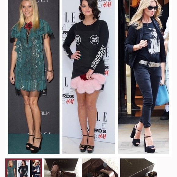 NWOB GUCCI CLAUDIE BLACK SUEDE PLATFORM SANDAL - Picture 2 of 7